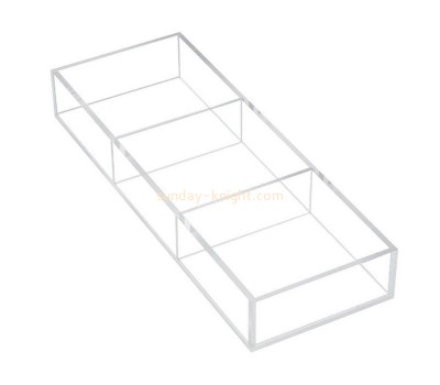 Customize 3-section acrylic organizer plexiglass box desktop lucite holder DBK-1255
