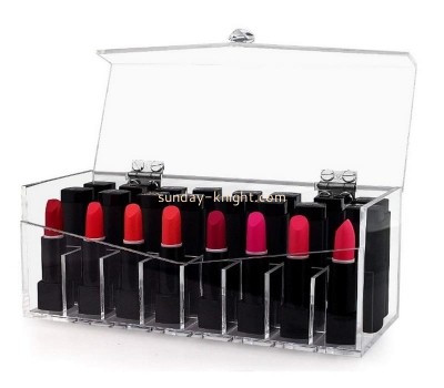 Custom acrylic lipstick organizer plexiglass makeup box lipgloss holder case with lid dustproof DBK-1263