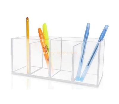 Custom 4-Compartment clear acrylic makup brush organizer plexiglass storage box for office, bathroom, kitchen supplies DBK-1284