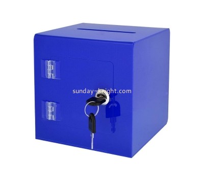 Custom perspex ballot box plexiglass donation box with easy open rear door ideal for voting, charity & suggestion collection DBK-1292