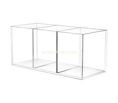 Custom acrylic pen holder plexiglass pencil cup organizer 3 compartment lucite makeup brush box DBK-1301