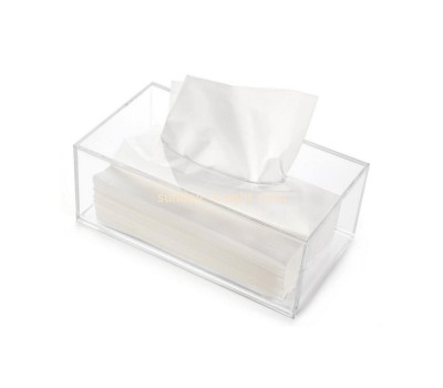 Custom lucite facial tissue dispenser acrylic box cover holder plexiglass napkin organizer for bathroom kitchen and office room DBK-1302
