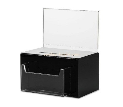 Custom plexiglass voting box acrylic collection box with sign holder and AD frame DBK-1311