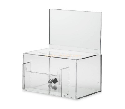 Custom plexiglass suggestion box lucite charity box with sign holder and AD frame DBK-1312