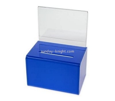Custom acrylic donation box plexiglass voting box with Ad frame & free lock DBK-1309