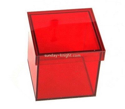 Custom plexiglass colorful wedding gift box red acrylic storage box DBK-1317