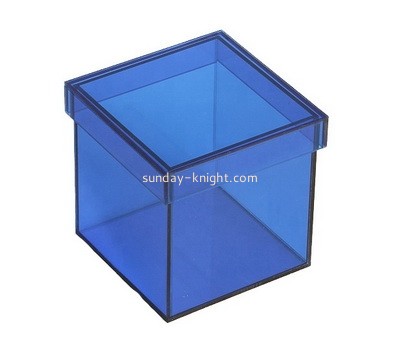 Custom colorful acrylic wedding gift box blue plexiglass box DBK-1314