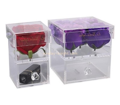 Customize crystal clear preserved flower box acrylic display jewellery box lucite rose packaging drawer box DBK-1322