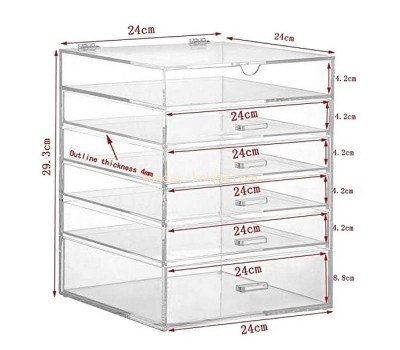 Custom clear crystal cosmetic organisers lucite makeup drawers acrylic jewelry boxes DBK-1329