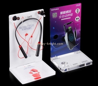 Perspex manufacturer customize acrylic earphone display stand plexiglass earplug display riser ODK-1004
