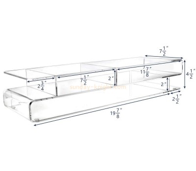 Plexiglass manufacturer customize acrylic monitor storage riser stand for desk countertop with 3 compartments AFK-308