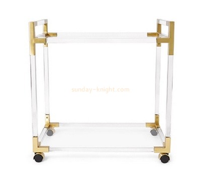 Plexiglass supplier customize acrylic side table with rolling casters AFK-317