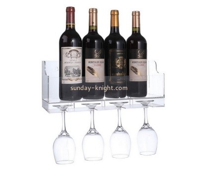 Plexiglass factory custom acrylic wall wine bottle glass holder shelf WDK-210