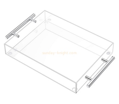 OEM supplier customized acrylic outdoor serving tray with handles STK-118