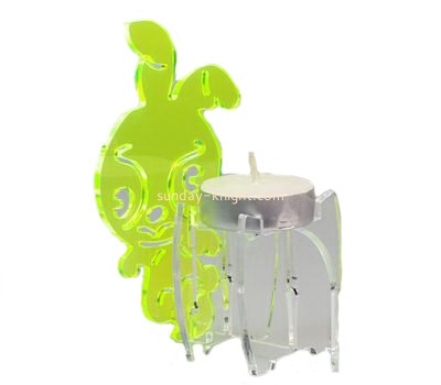 Clear acrylic tealight holder with rabbit decoration HCK-020