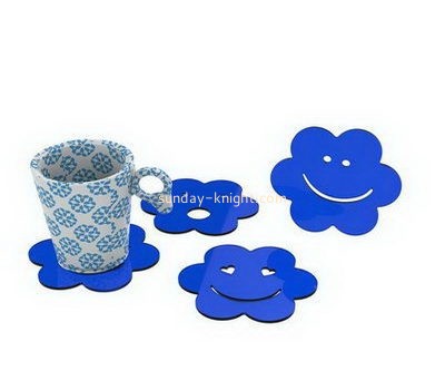 Factory direct sell smile shape blue acrylic cup coaster HCK-028