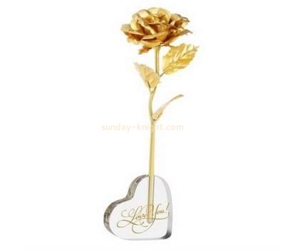 Acrylic plastic supplier custom acrylic heart shaped flower vase HCK-109