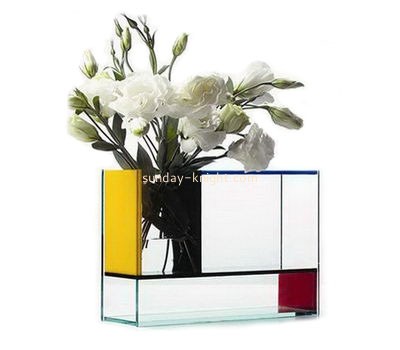 Hot sale fashion design top quality rectangle acrylic clear plastic vase AHK-029