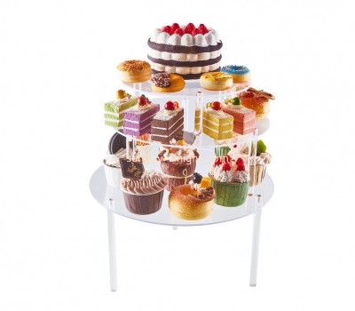 Three tiers clear acrylic cake display stand FSK-022