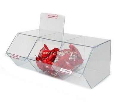 Custom retail display acrylic candy storage box with dividers FSK-041