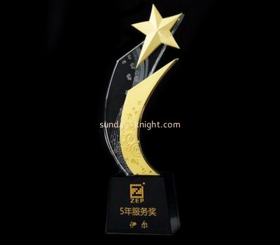 Custom design top quality clear acrylic crystal trophy award plaques medal ATK-030