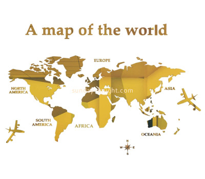 Factory custom design acrylic wall sticker world map MAK-040