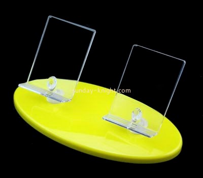 Yellow lucite cell phone display stands with two holders CPK-020