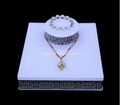 Custom cheap white acrylic counter jewelry necklace display stands JDK-278