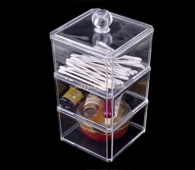Clear acrylic makeup display box with three layers and lid MDK-025