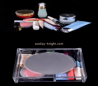 Clear lucite cosmetics storage box with mirror MDK-029