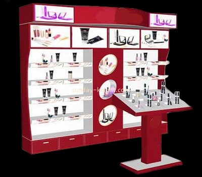 Custom new design red acrylic makeup counter display MDK-033