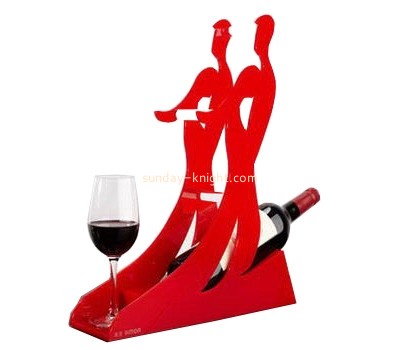 Red acrylic display holders for wine bottle and cup WDK-017