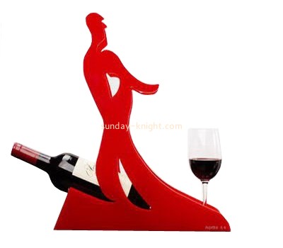 Red acrylic wine bottle and cup display holder WDK-018
