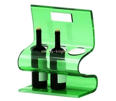 Green acrylic wine bottle stand with 3 holders and handle taking WDK-020