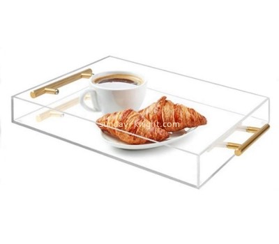 Plexiglass manufacturer custom acrylic breakfast serving tray lucite food tray STK-138