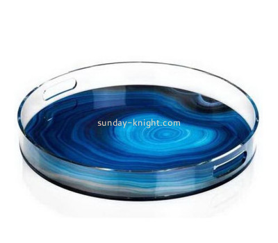 Plexiglass manufacturer custom acrylic serving tray perspex round organizer tray STK-179