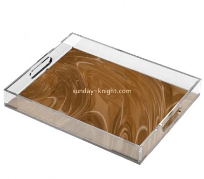 Acrylic manufacturer custom plexiglass coffee tray lucite UV printing serving tray STK-234