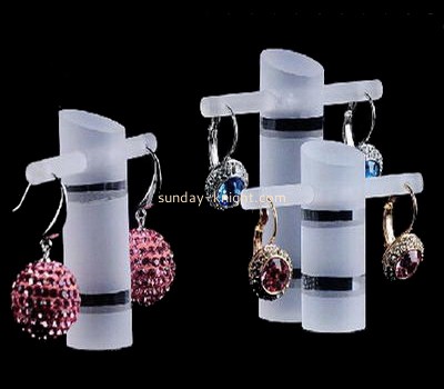 Factory custom acrylic blocks jewelry rack display white earring holder JDK-072