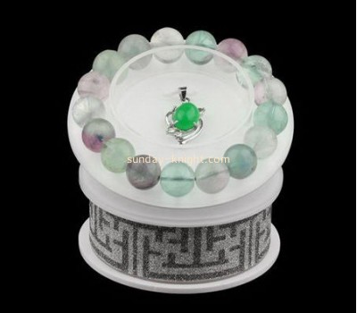 Custom round acrylic display stand cheap jewelry displays white bracelet holder JDK-163