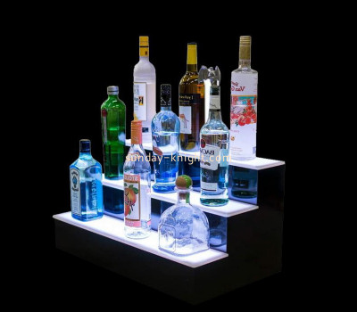 Plexiglass manufacturer customized acrylic 3 tier wine bottle led display stands LDK-003