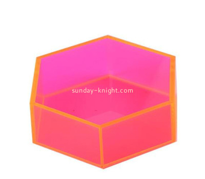 Plexiglass products manufacturer custom acrylic colorful hexagonal storage box DBK-1408