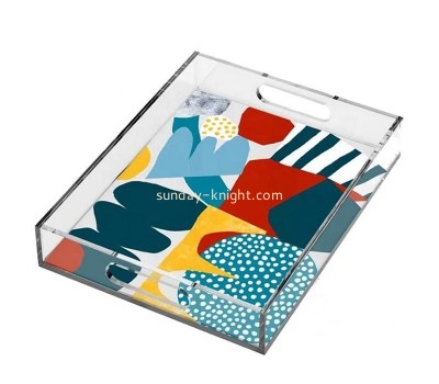 China lucite supplier custom acrylic printed pattern decorative tray STK-273