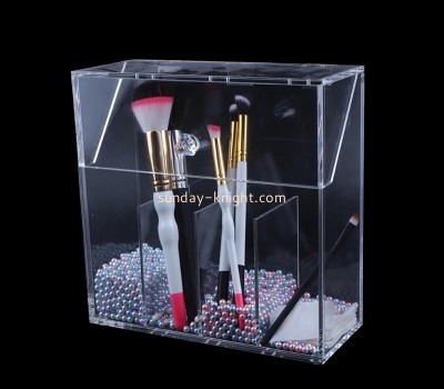 Lucite products manufacturer custom acrylic makeup brush holder with dustproof lid  MDK-466