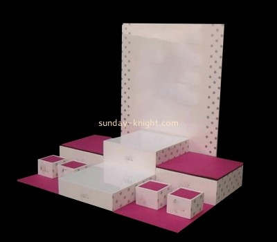 China perspex manufacturer custom acrylic beauty skin care products booth display risers MDK-472
