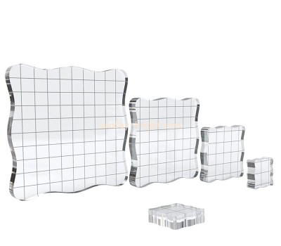 Acrylic display supplier custom plexiglass stamp blocks with grid and grip ABK-218