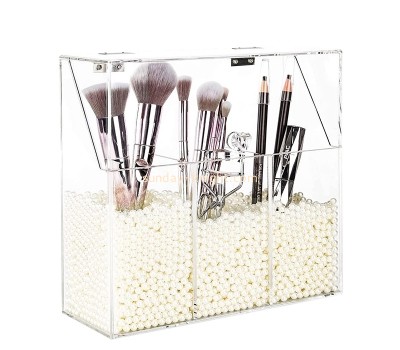 Lucite boxes manufacturer custom acrylic dustproof makeup brushes organizer box AHK-057