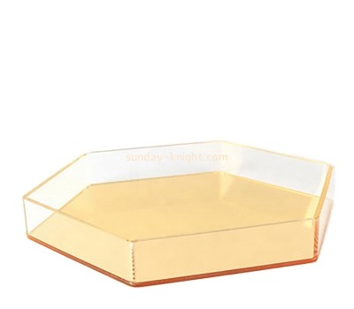Lucite products manufacturer custom acrylic hexagon food serving tray STK-280