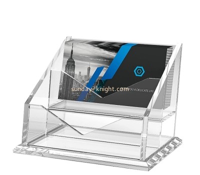 Acrylic products manufacturer custom lucite 2 tiers business card holder for desk BHK-847