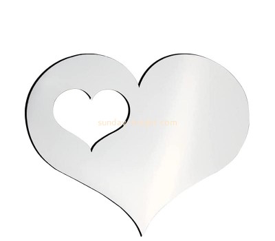 Acrylic item manufacturer custom perspex heart shape wall mirror sticker MAK-110