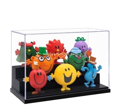 Custom clear acrylic 3 tiers toys showcase with black base DBK-1423